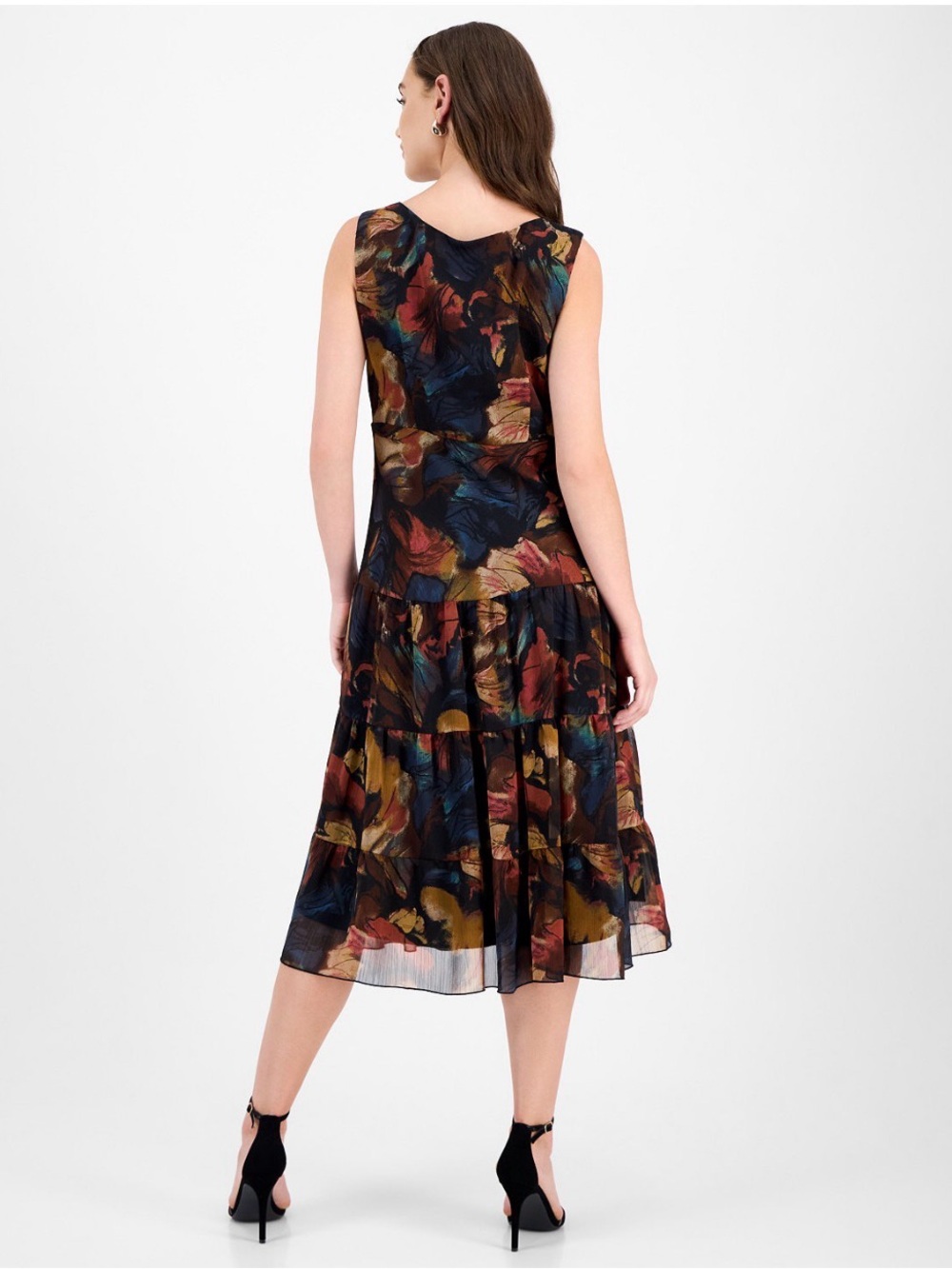 Connected Apparel Women’s Sleeveless Tiered Midi Dress | NWT | Elegant Floral - Picture 10 of 10